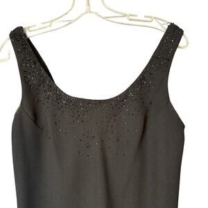 STUDIO I Women’s Silk Beaded Midi Black Dress Woman’s Sz 10 Classic Elegant